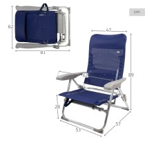 Chaise de Plage Aktive Slim Pliable Blue marine 47 x 89 x 57 cm (2 Unités)