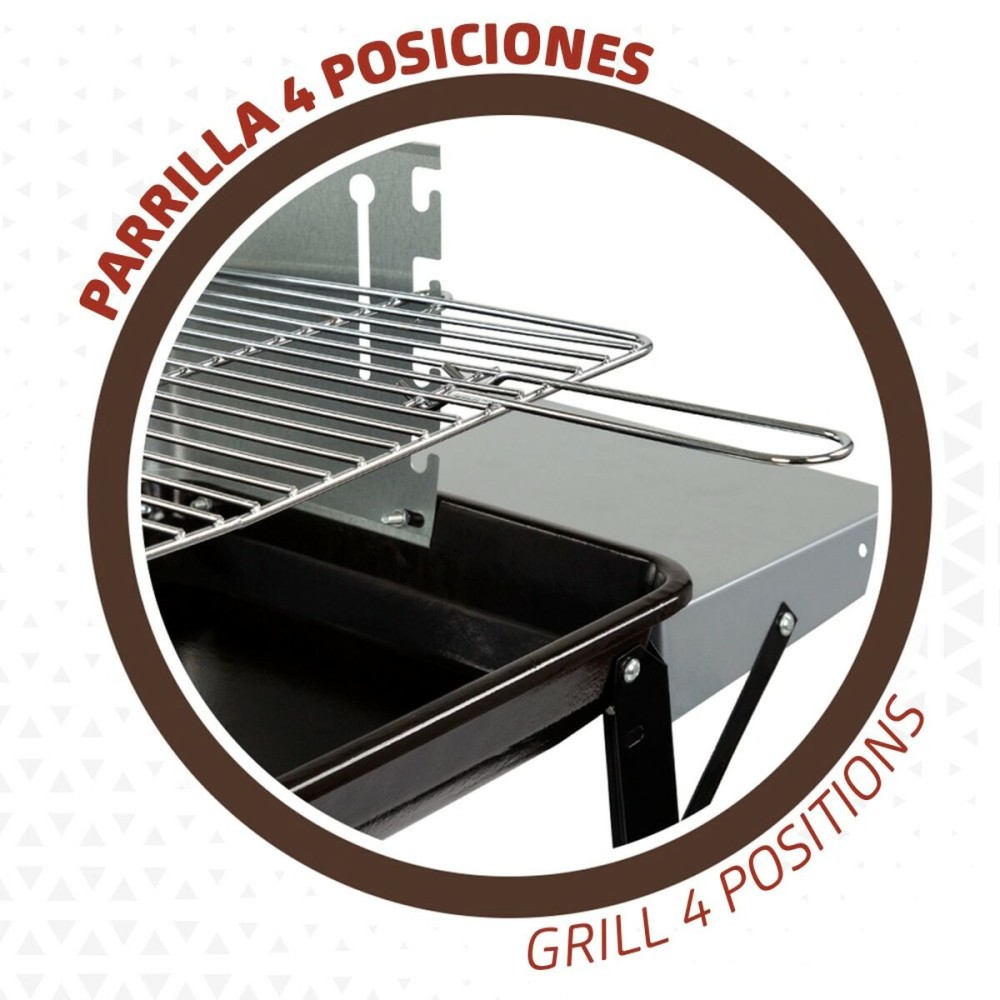 Holzkohlegrill mit Rädern Aktive Emailliertes Metall 90 x 85 x 32 cm Schwarz