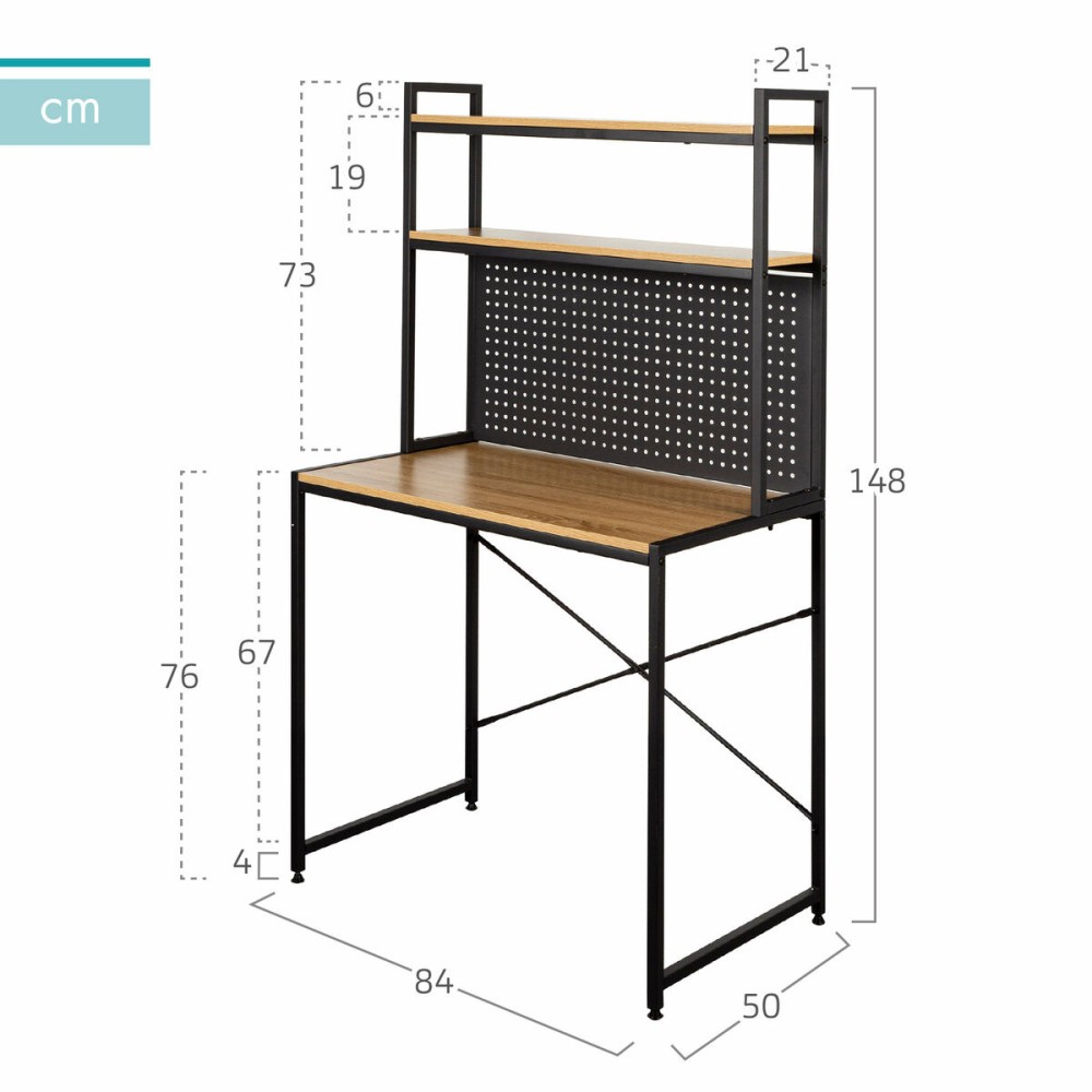 Schreibtisch mit Regalen Max Home Stahl Melamine Spanplatte 84 x 148 x 50 cm