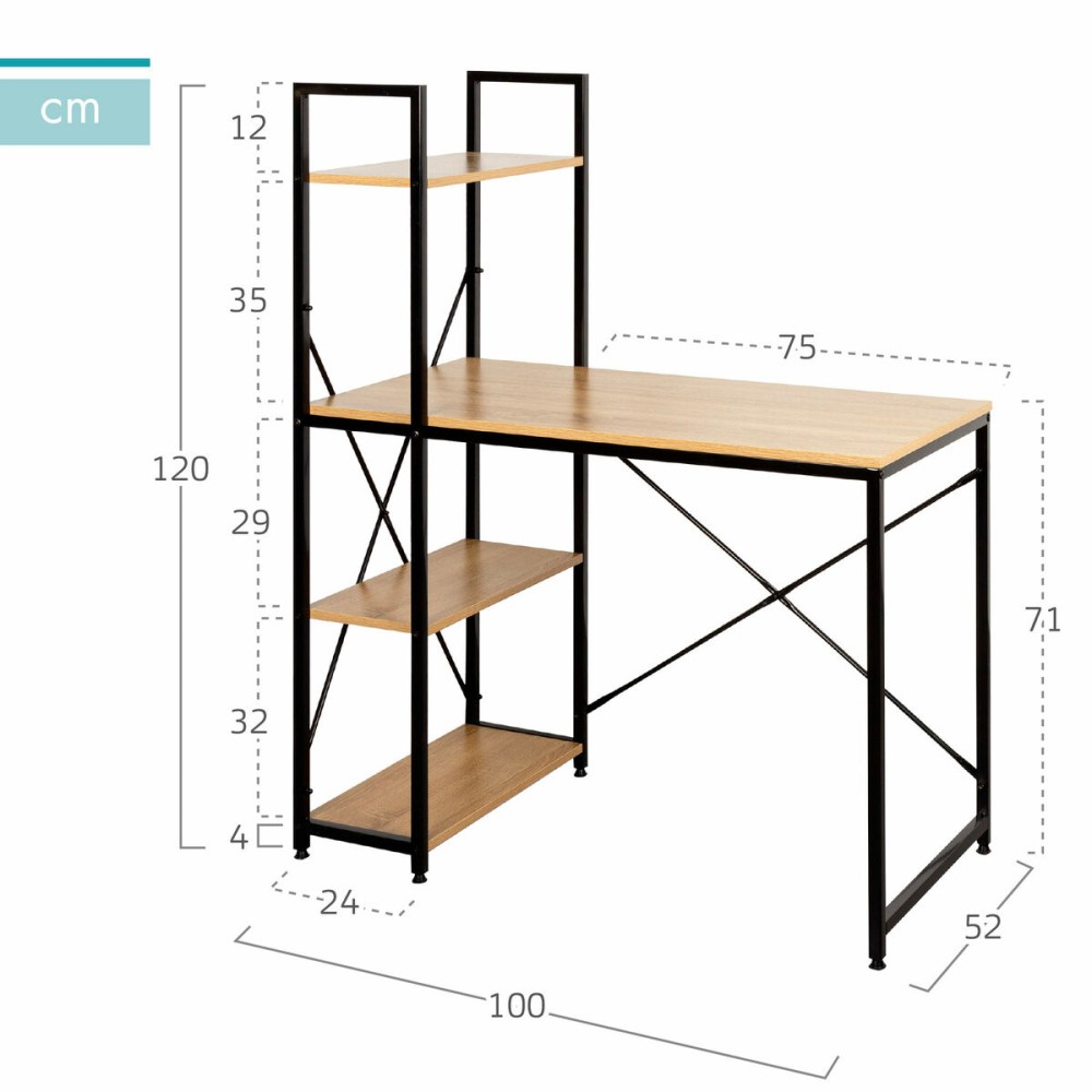 Schreibtisch mit Regal Max Home Stahl Melamine Spanplatte 100 x 120 x 52 cm