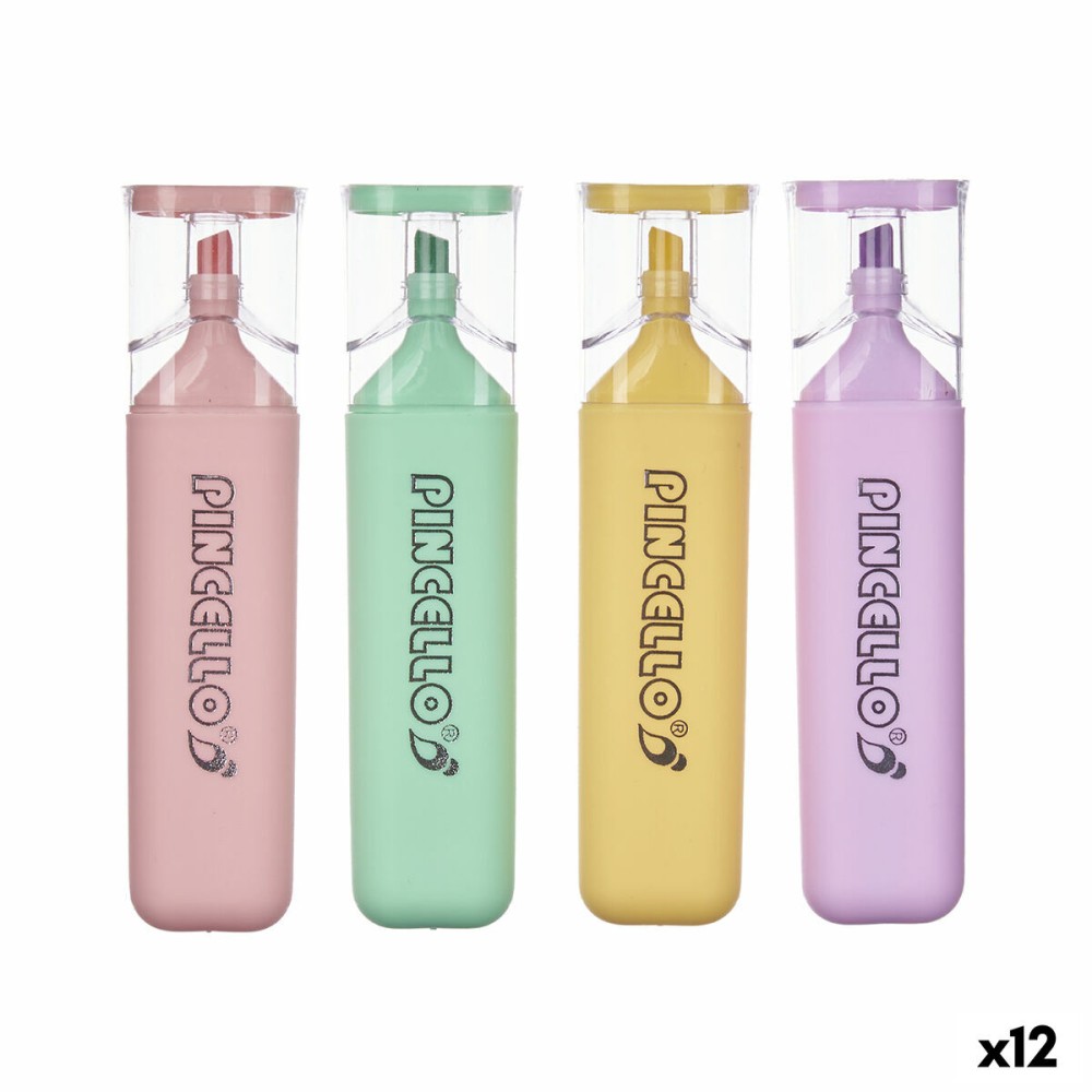 Fluorescent Marker Set Pincello 498 Yellow Multicolour (12 Units)