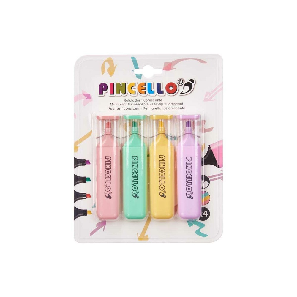 Fluorescent Marker Set Pincello 498 Yellow Multicolour (12 Units)