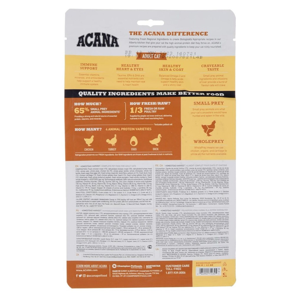 Katzenfutter Acana Huhn Truthahn Ente 340 g