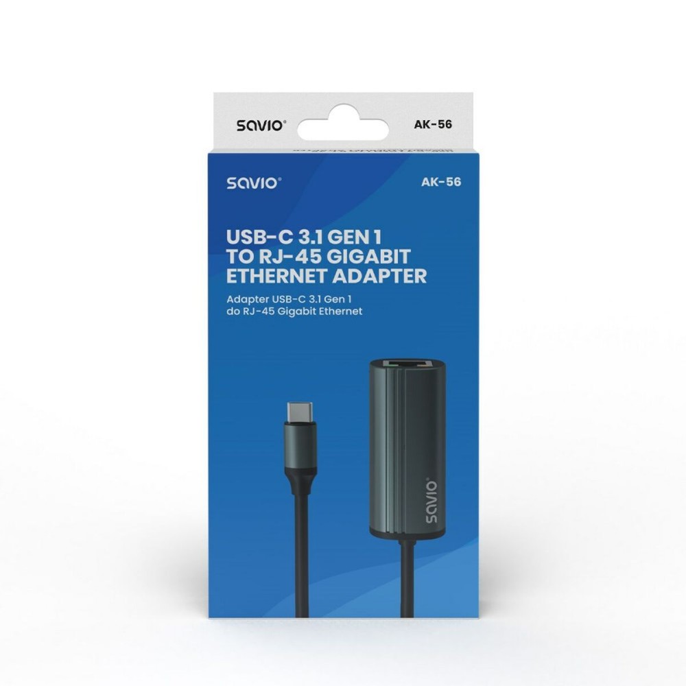 Adaptateur USB-C vers Ethernet Savio AK-56