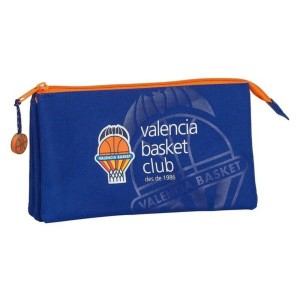 Trousse Fourre-Tout Triple Valencia Basket Bleu Orange 22 x 12 x 3 cm