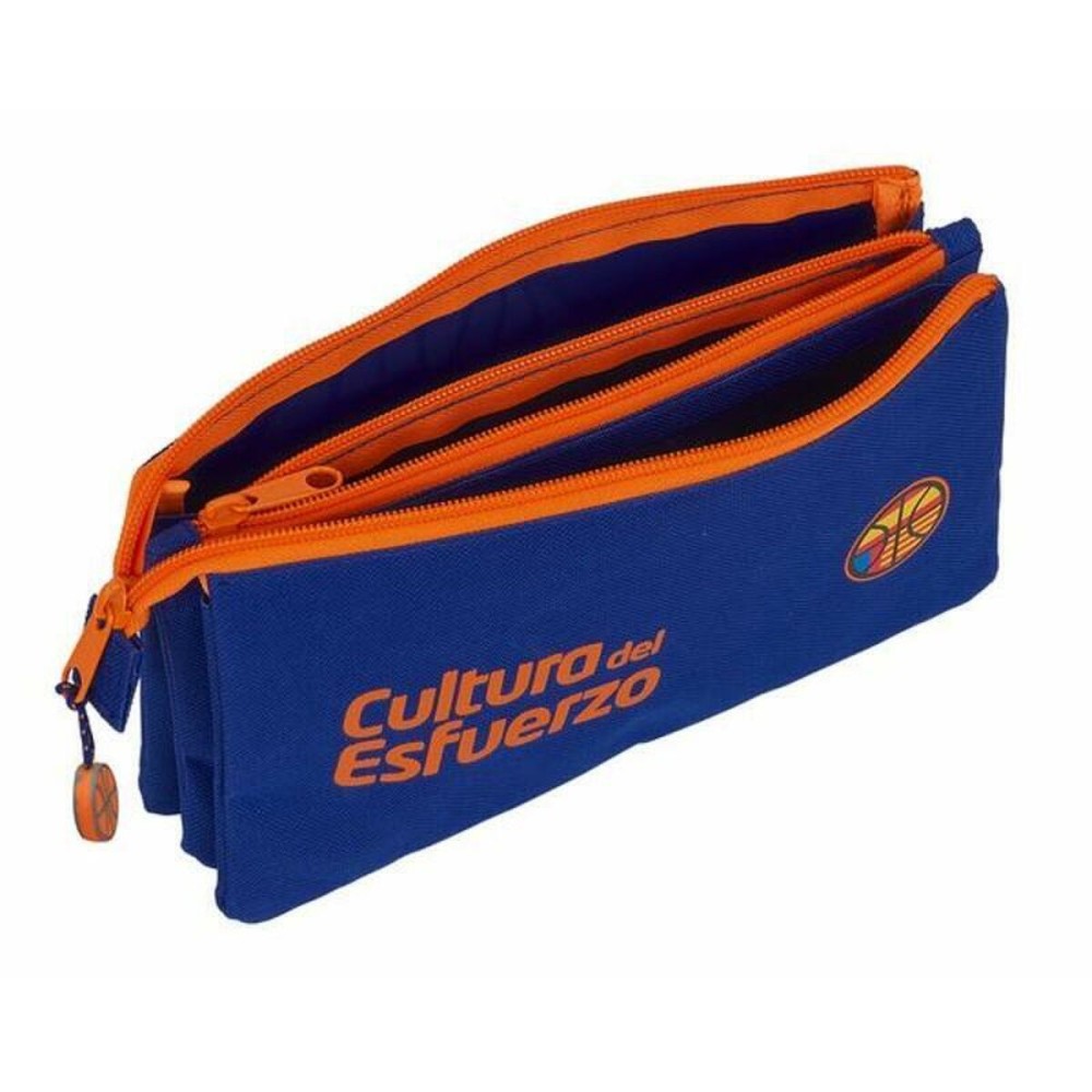 Trousse Fourre-Tout Triple Valencia Basket Bleu Orange 22 x 12 x 3 cm