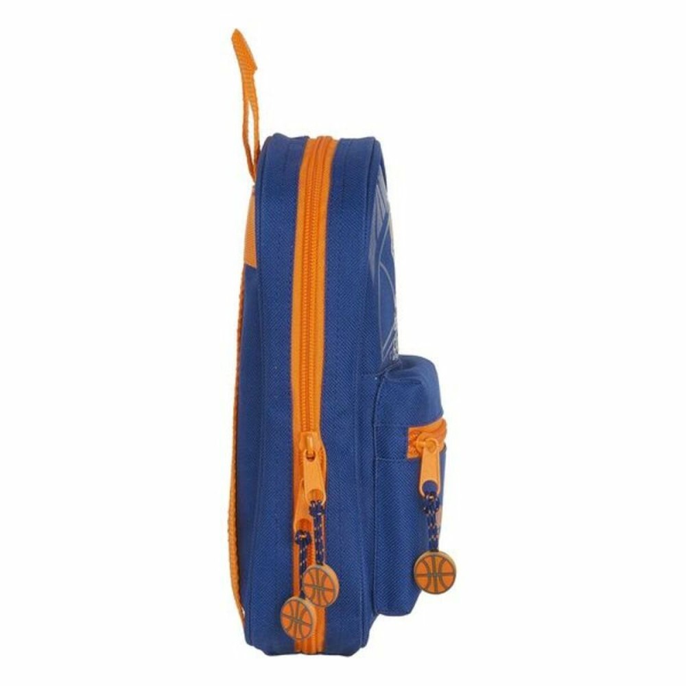 Plumier sac à dos Valencia Basket Bleu Orange 12 x 23 x 5 cm 33 Pièces