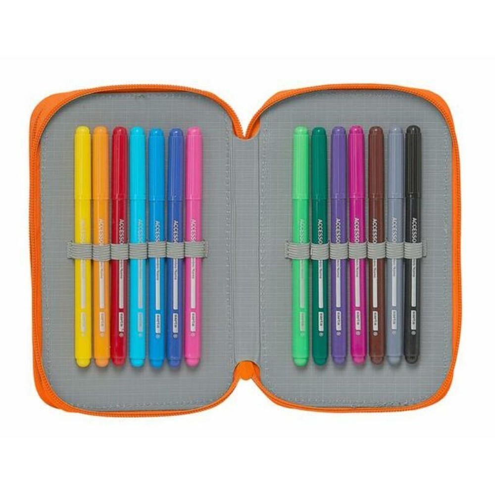 Double Pencil Case Valencia Basket M854 Blue Orange 12,5 x 19,5 x 4 cm
