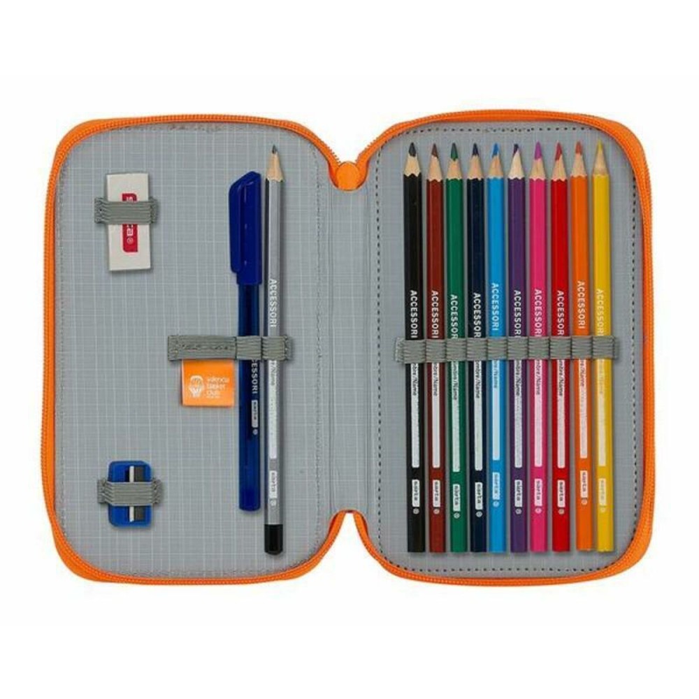 Double Pencil Case Valencia Basket M854 Blue Orange 12,5 x 19,5 x 4 cm