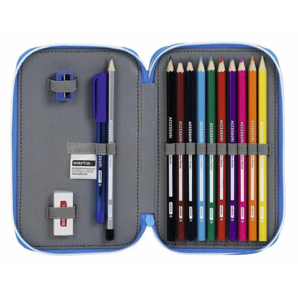 Double Pencil Case RCD Espanyol Blue White 12,5 x 19,5 x 4 cm