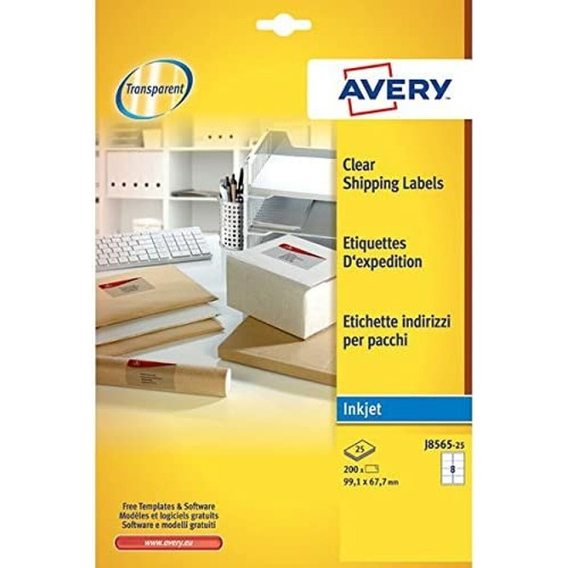 Étiquettes adhésives Avery 99,1 x 67,7 mm Transparent