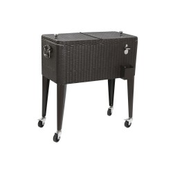 Portable Fridge DKD Home Decor Brown Metal synthetic rattan 76 L 83 x 48 x 86 cm