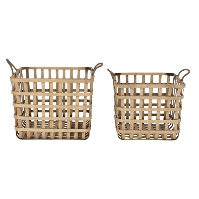 Set de basket DKD Home Decor Marron Bambou Tropical 36,5 x 36,5 x 35 cm