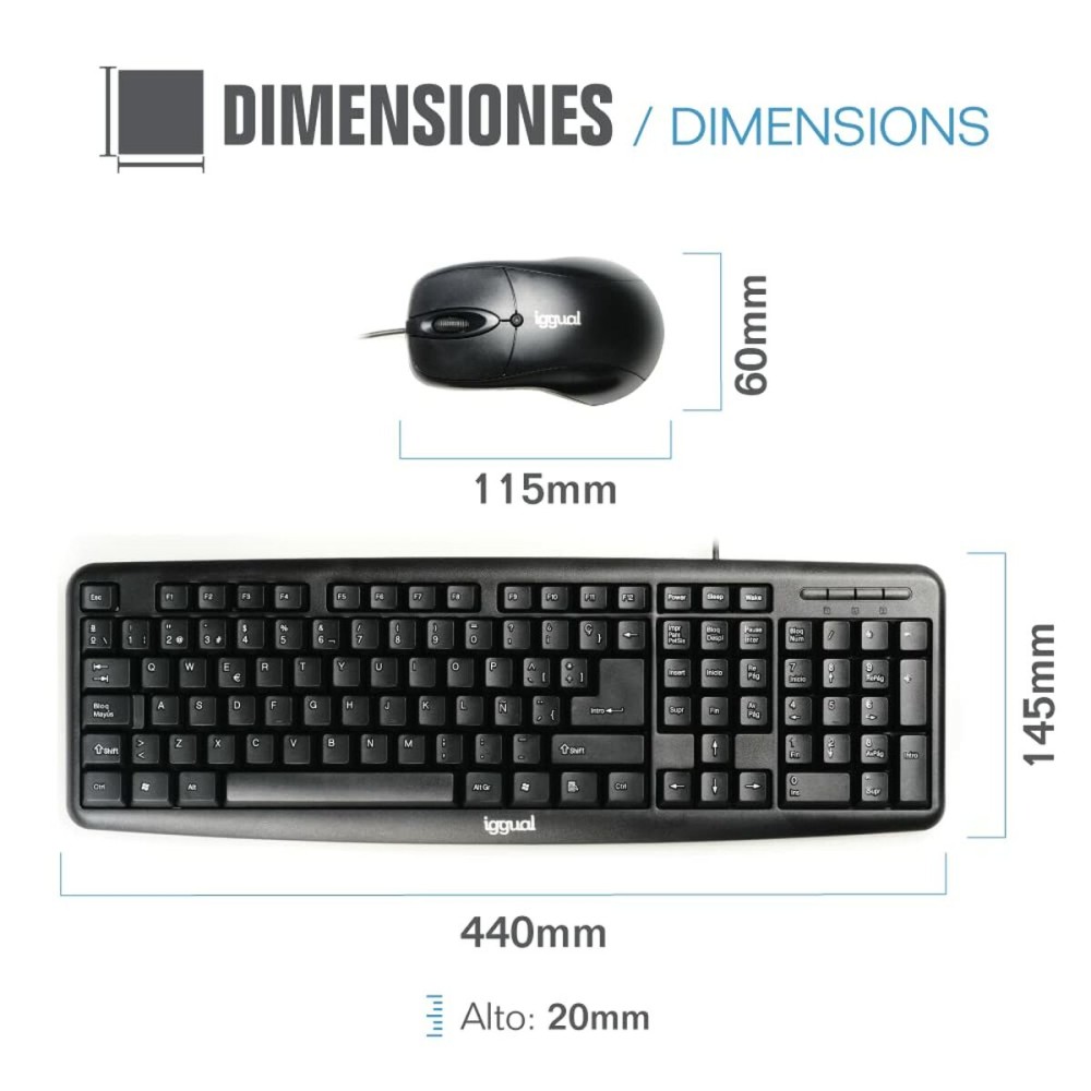Tastatur mit Maus iggual COM-CK-BASIC QWERTY USB