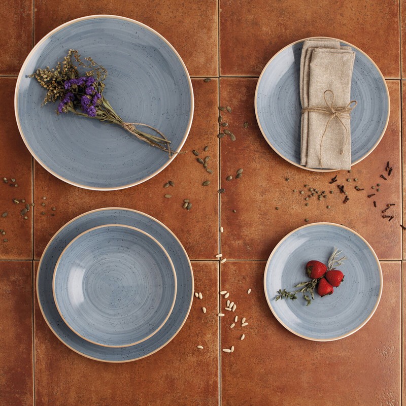 Flat plate Ariane Terra Ceramic Blue (Ø 31 cm) (6 Units)