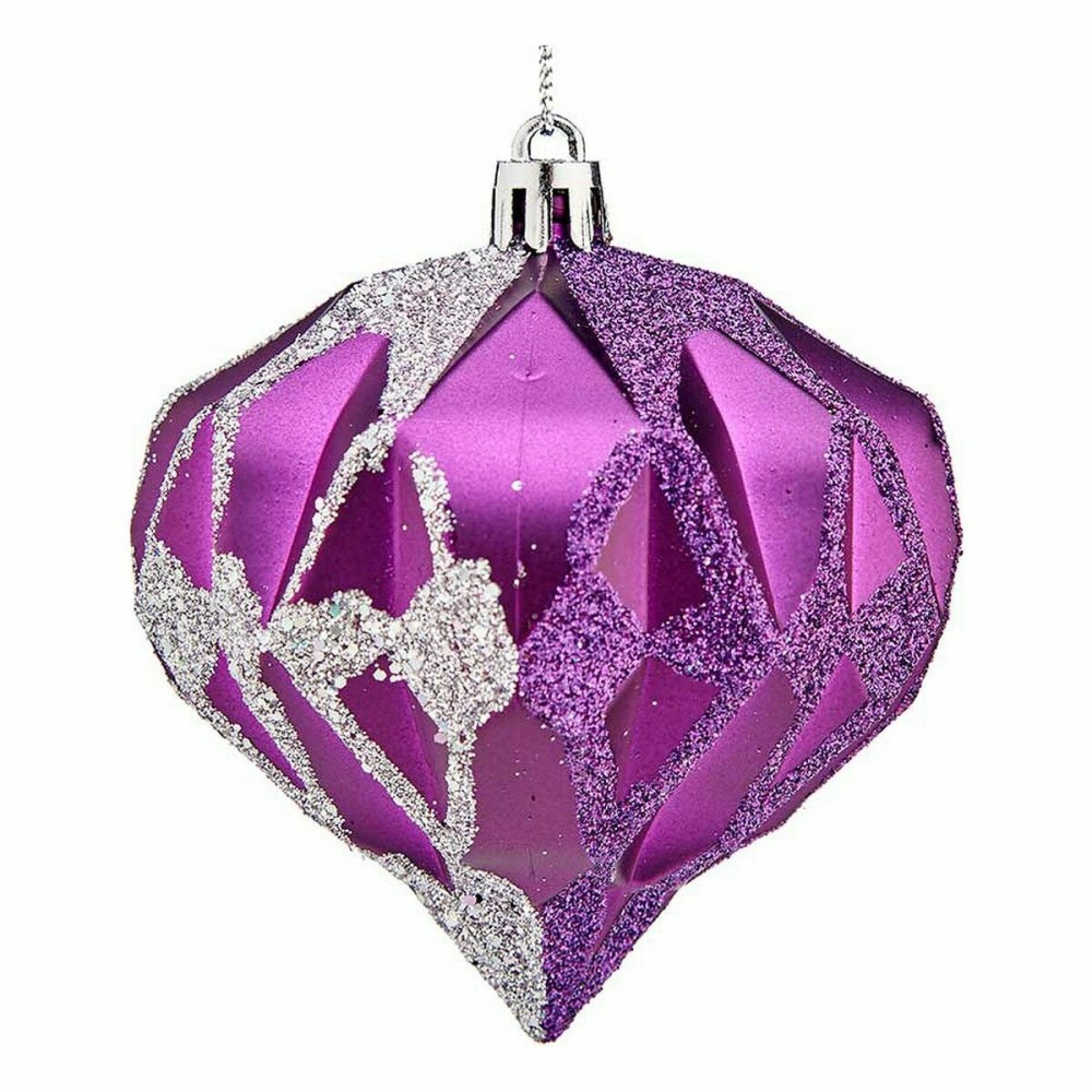Set of Christmas balls Krist+ 00898 Purple Silver Plastic Diamond (12 Units)