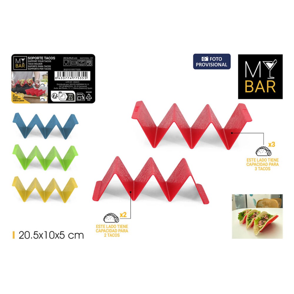 Taco holder My Bar Plastic 20,5 x 10 x 5 cm (48 Units)