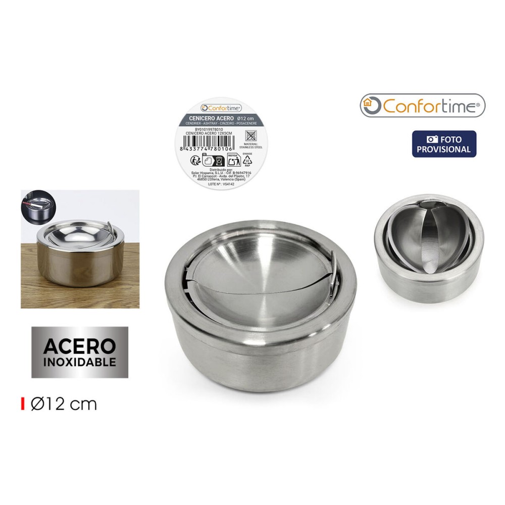 Ashtray Confortime Steel 12 x 5 cm (24 Units)
