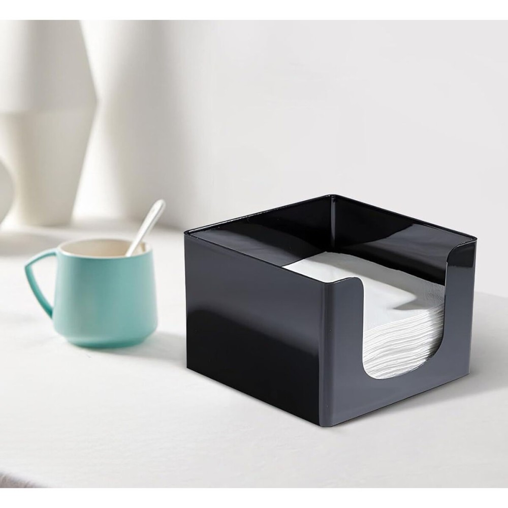 Napkin holder My Bar COCKTAIL Black Plastic 12,8 x 12,8 x 8,8 cm (24 Units)