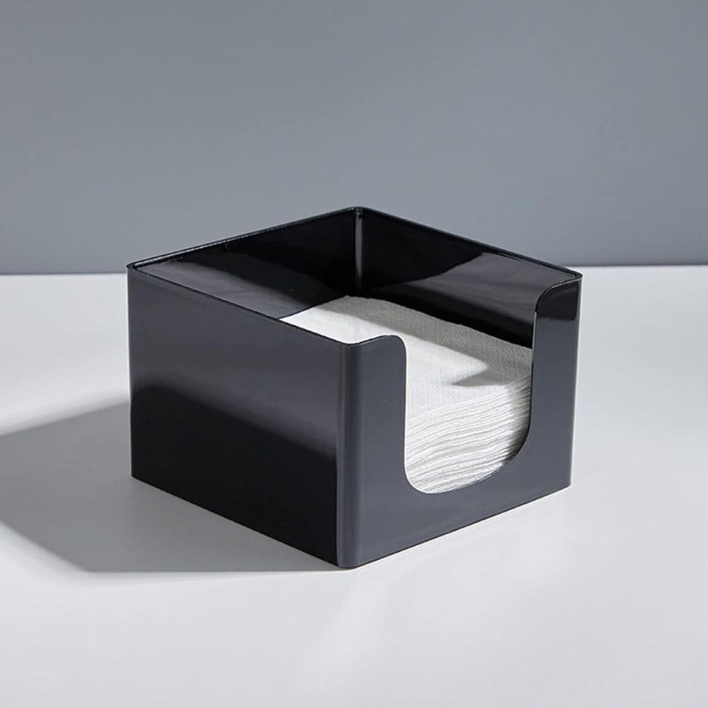 Napkin holder My Bar COCKTAIL Black Plastic 12,8 x 12,8 x 8,8 cm (24 Units)