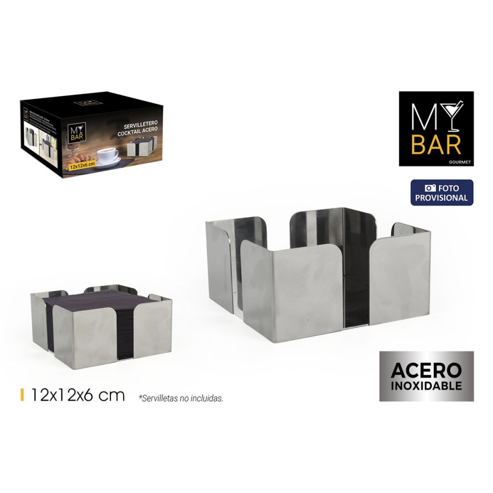 Napkin holder My Bar Steel 12 x 12 x 6 cm (24 Units)