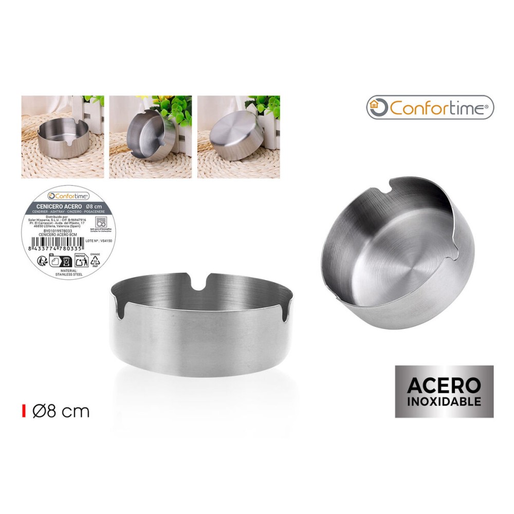 Ashtray Confortime Steel 8 cm (36 Units)
