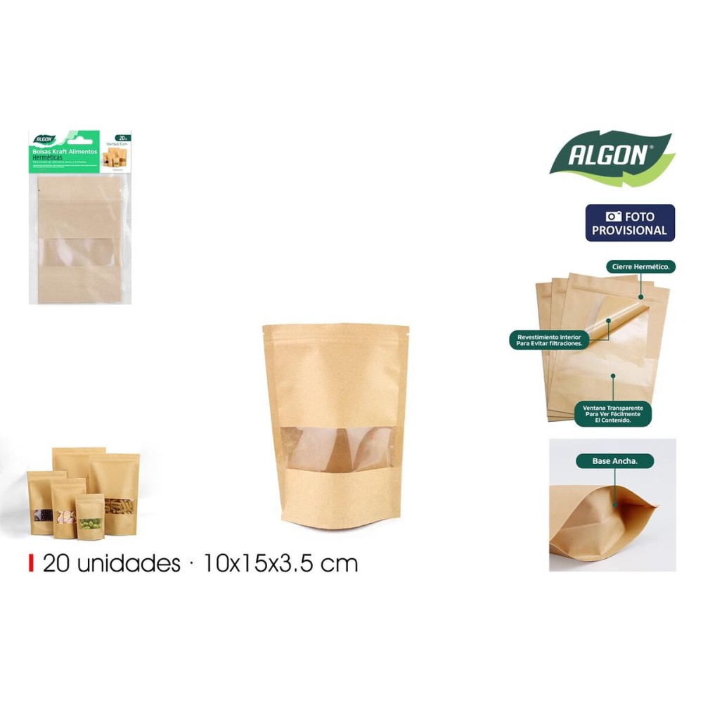 Ensemble de sac alimentaire réutilisable Algon 10 x 15 x 3,5 cm 20 Pièces (18 Unités)