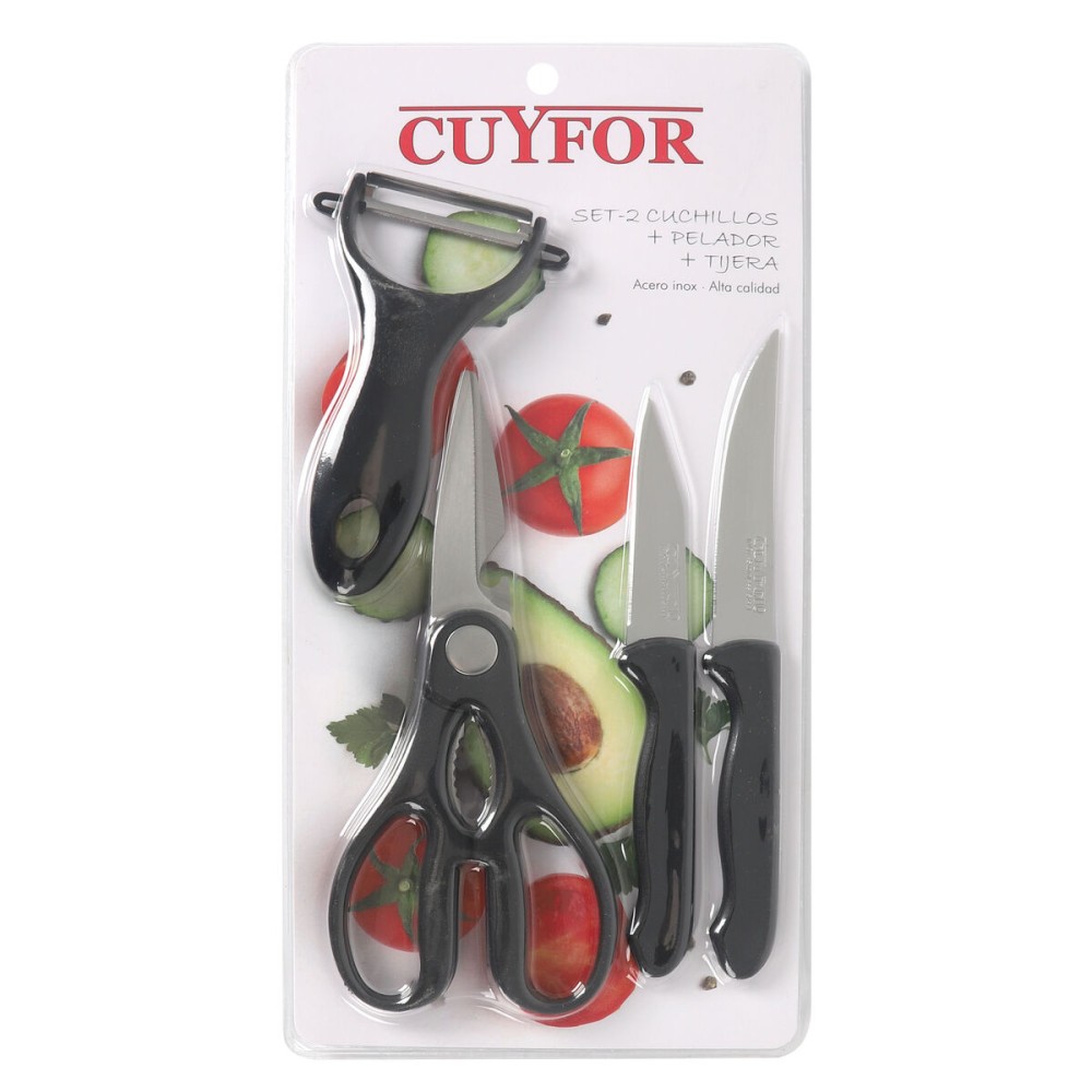 Jeu de couteaux d'éplucheur Cuyfor Acier inoxydable 2 Pièces (12 Unités)