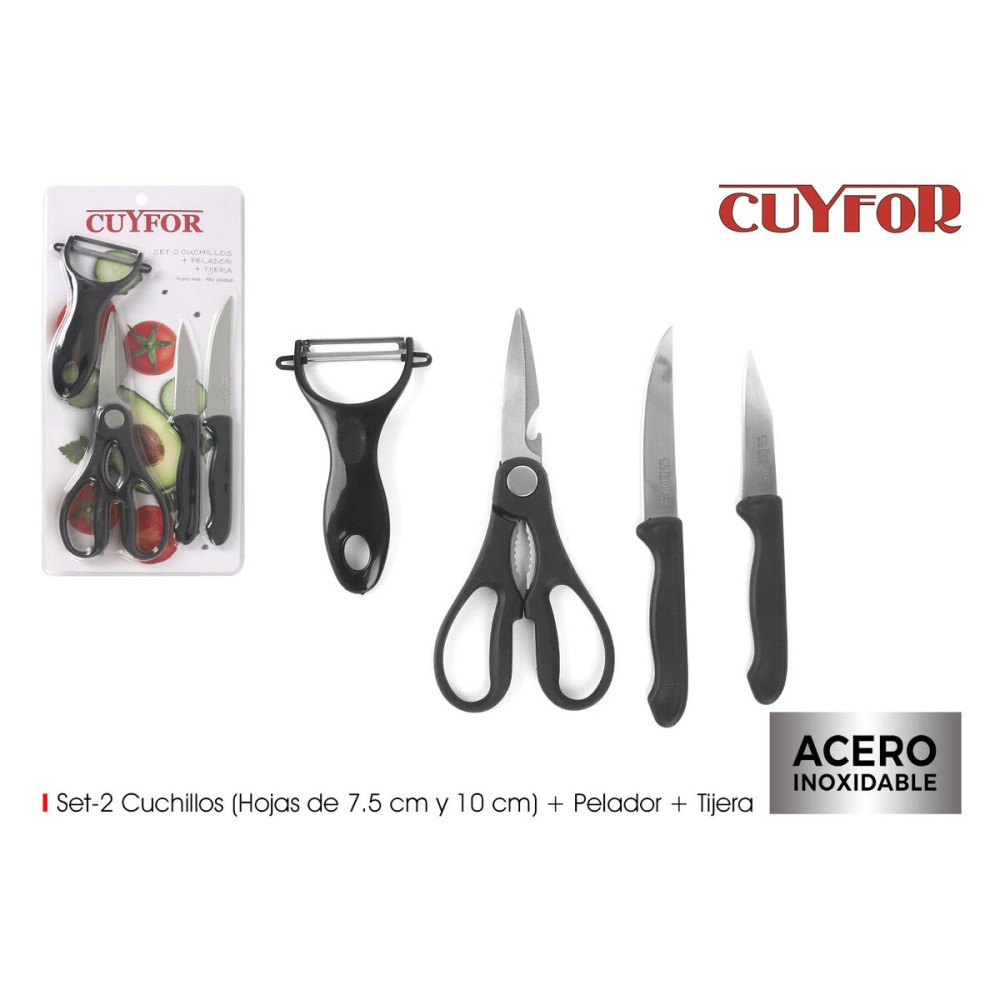 Jeu de couteaux d'éplucheur Cuyfor Acier inoxydable 2 Pièces (12 Unités)