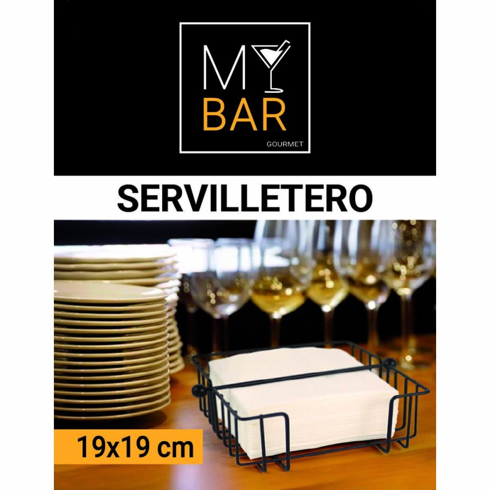 Serviettenring My Bar Schwarz Metall 19 x 19 x 7,5 cm (12 Stück)