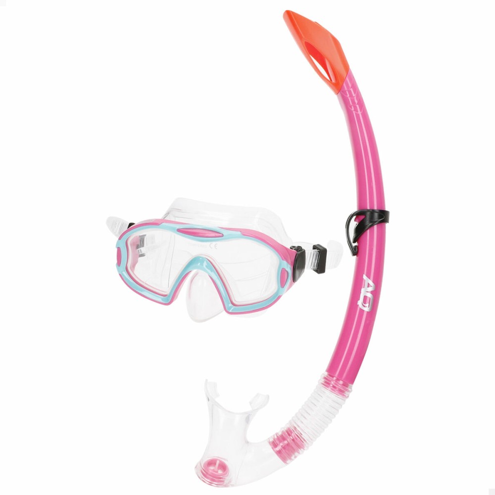 Masque de Plongée avec Tube AquaSport Bleu Rose (6 Unités)