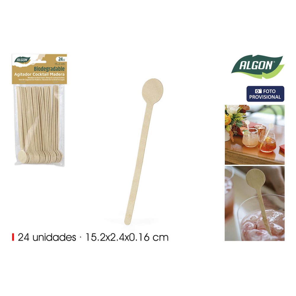 Set of Spoons Algon Wood 15,2 cm 24 Pieces (18 Units)