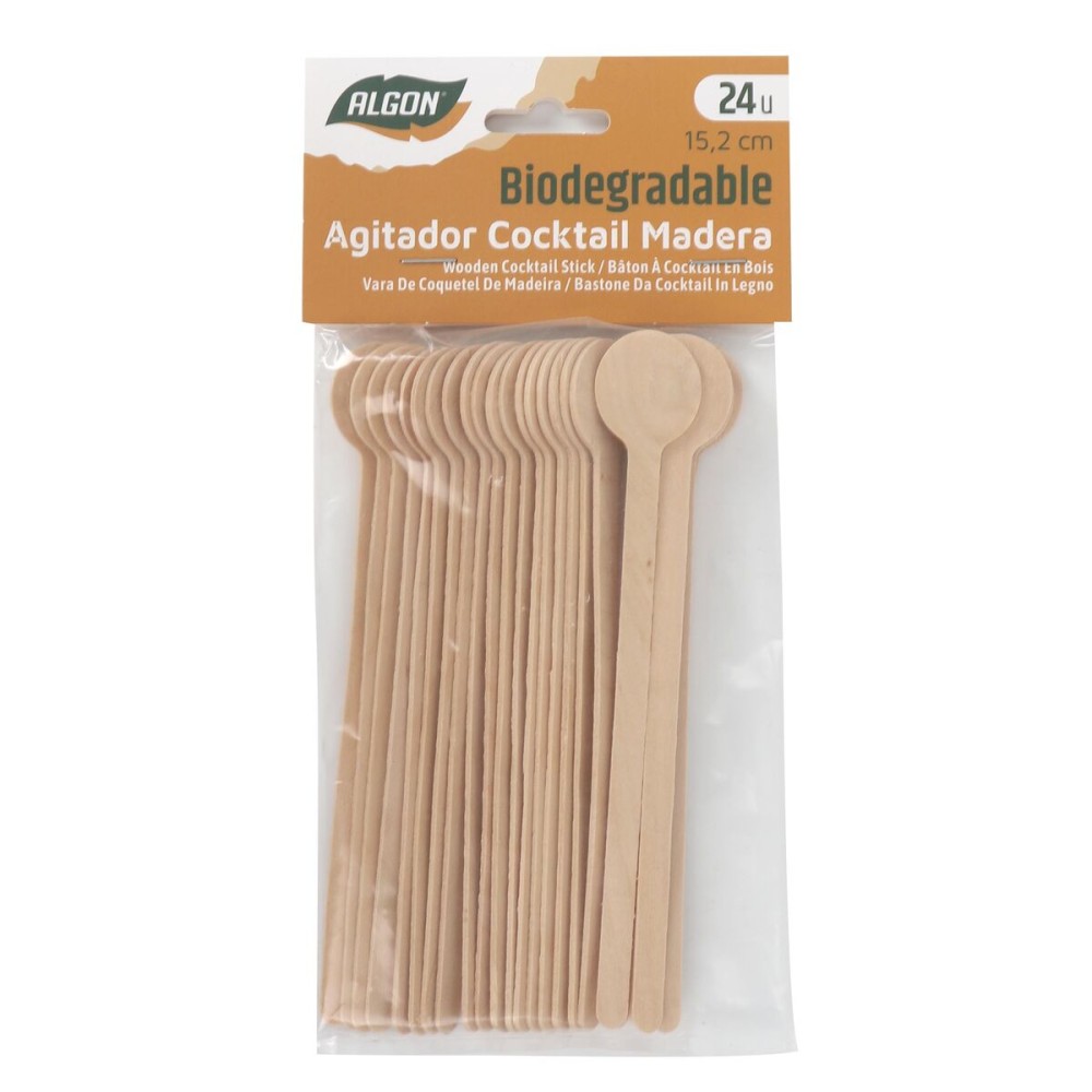 Set of Spoons Algon Wood 15,2 cm 24 Pieces (18 Units)