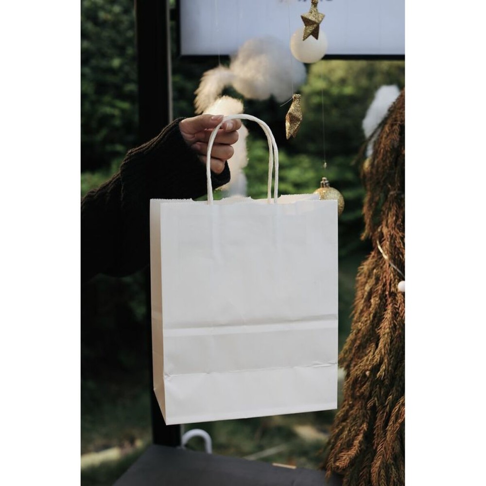 Papiertaschen Algon Weiß 20,6 x 11 x 27 cm 3 Stücke (24 Stück)