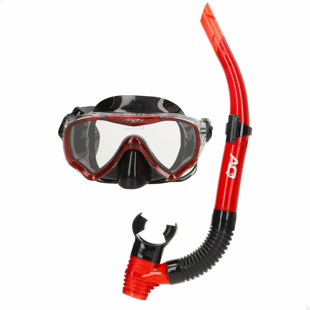 Taucherbrille mit Schnorchel AquaSport Blau Rot (6 Stück)