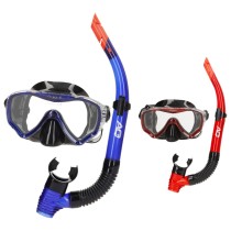 Masque de Plongée avec Tube AquaSport Bleu Rouge (6 Unités)