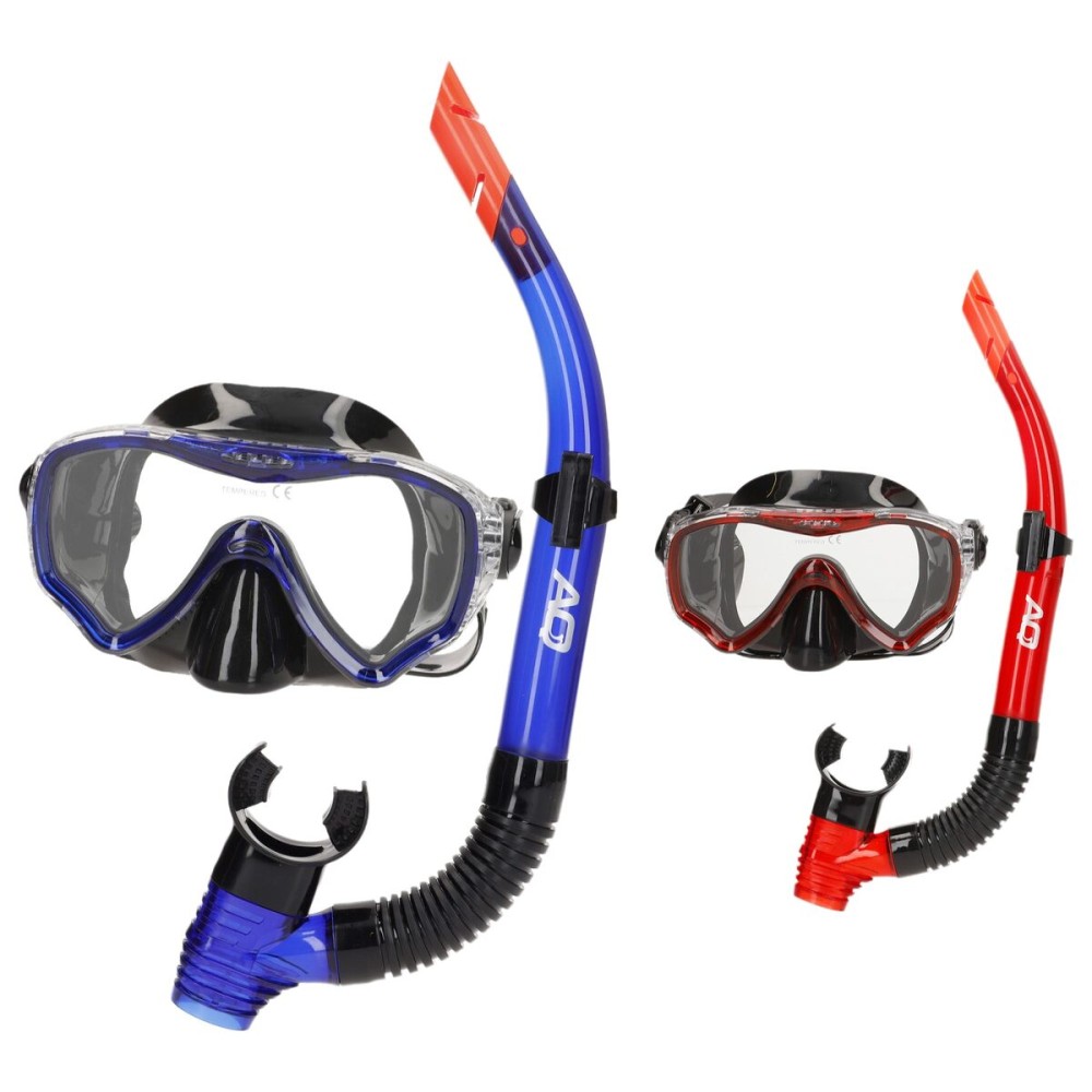 Masque de Plongée avec Tube AquaSport Bleu Rouge (6 Unités)