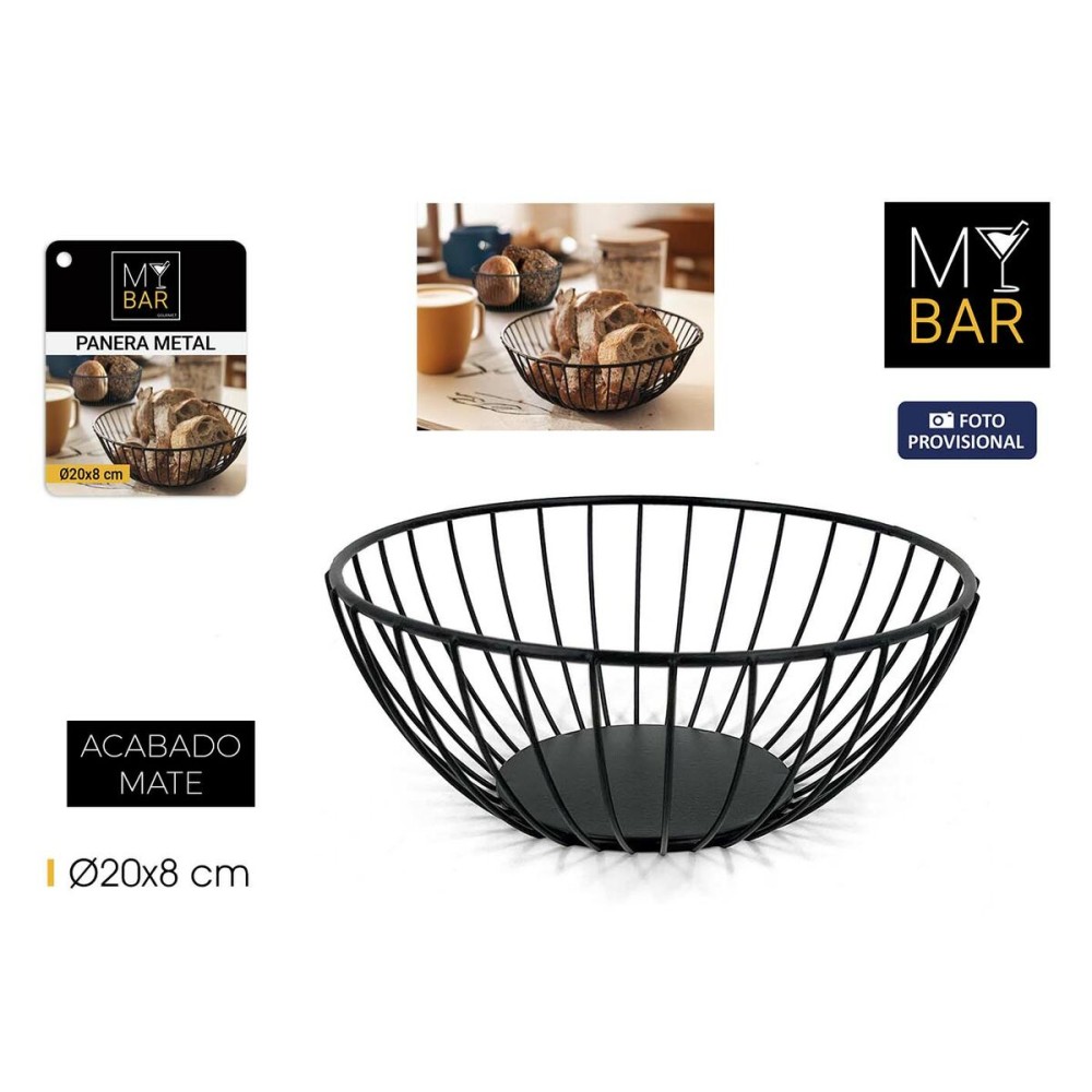 Corbeille à Pain My Bar Noir Métal Ronde 20 x 8 cm (12 Unités)