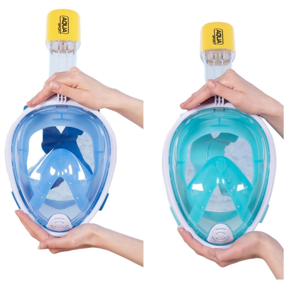 Masque de plongée avec Support pour Caméra de Sport AquaSport Bleu Turquoise (4 Unités)