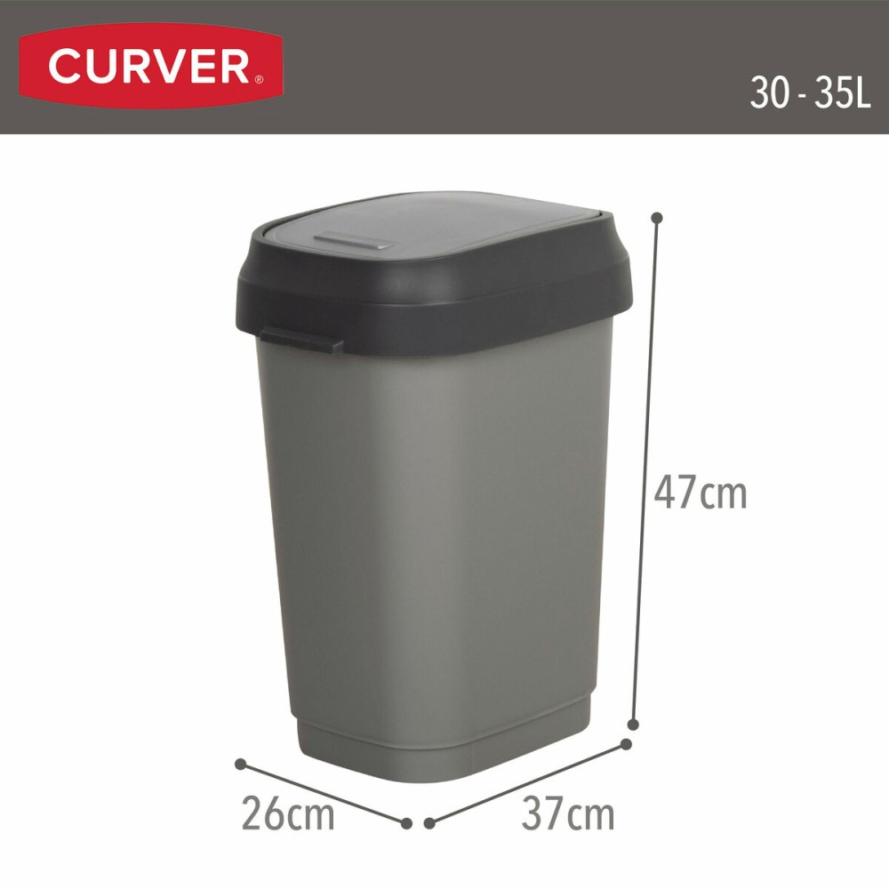 Mülltonne Curver Dunkelgrau Kunststoff 35 L (6 Stück)