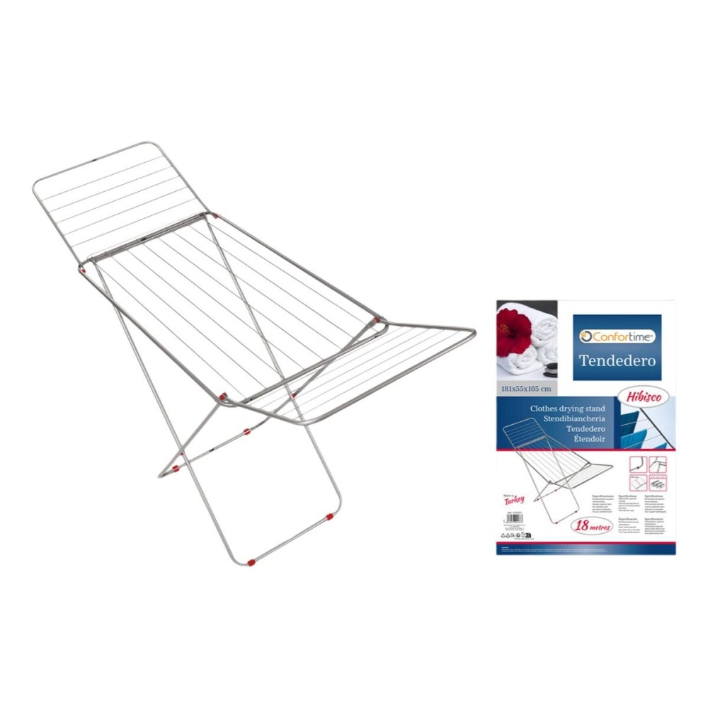 Faltbarer Wäscheständer 18 m Confortime Hibisco Silberfarben Metall 180 x 55 x 109 cm (6 Stück)