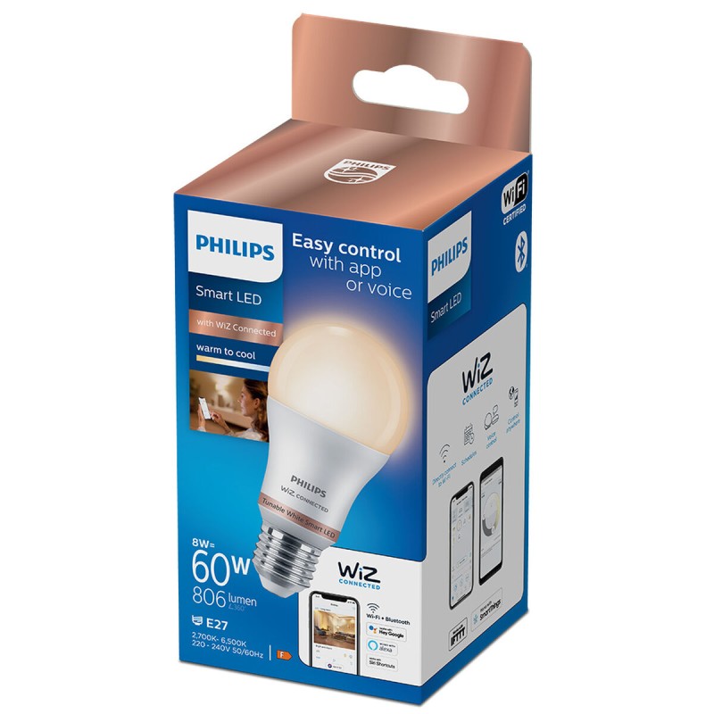 Lampe LED Philips Wiz Standard Blanc F 8 W E27 806 lm (2700-6500 K)