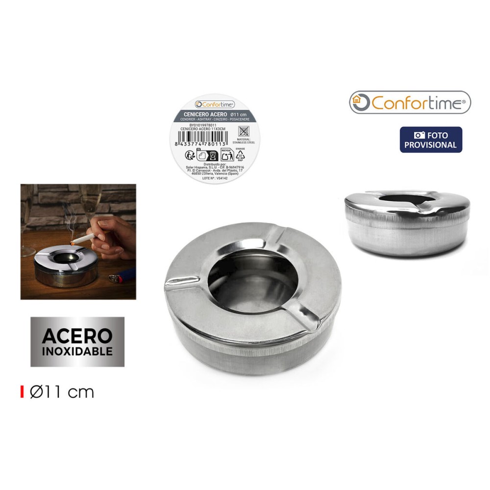 Cendrier Confortime Acier 11 x 3 cm (24 Unités)