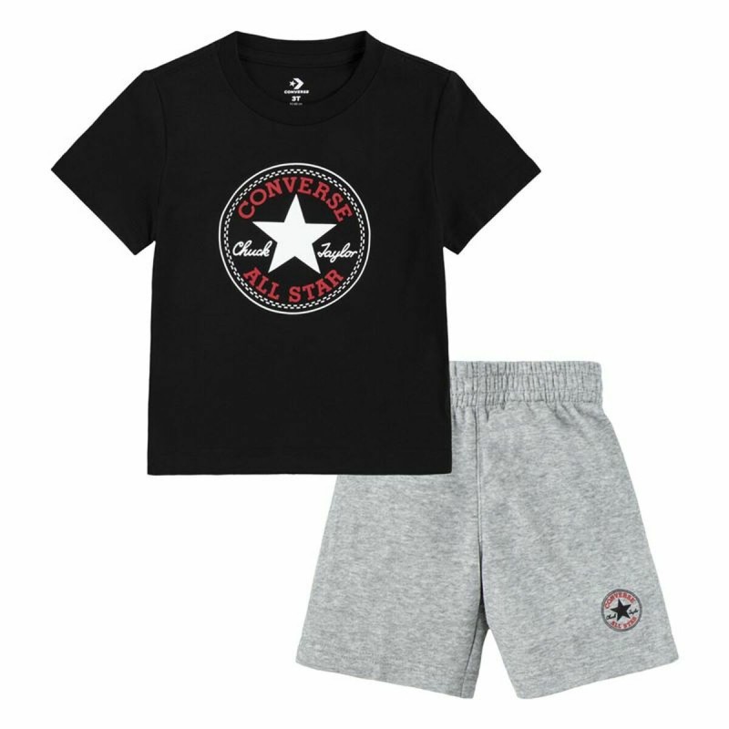 Ensemble de Sport pour Enfants Converse Core Tee Ft Short Noir Gris Bébés