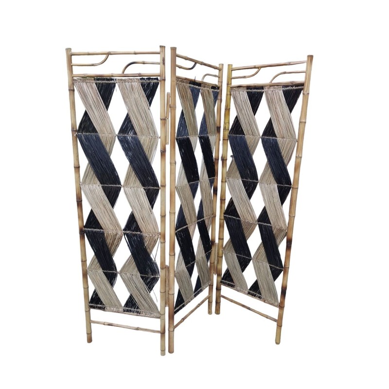 Folding screen Romimex Black Natural Natural Fibre 120 x 180 x 5 cm