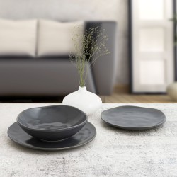 Assiette creuse Bidasoa Cosmos Céramique Noir (22 cm) (12 Unités)