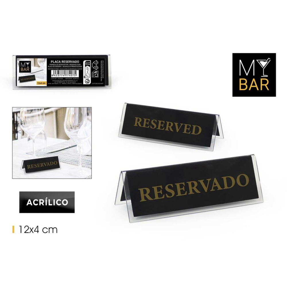 Identifikationsschild My Bar RESERVADO / RESERVED 12 x 4 cm 2 mm 24 Stück