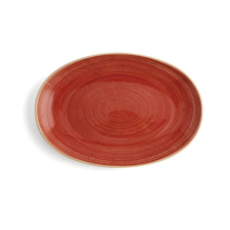 Serving Platter Ariane Terra Oval Ceramic Red (Ø 32 cm) (6 Units)