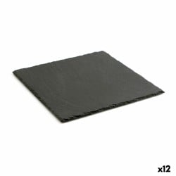 Plateau en Céramique Effet Ardoise Quid Gastro Fun Noir (25 x 25 cm) (12 Unités)