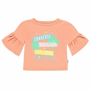 Kurzarm-T-Shirt für Kinder Converse Ruffle Lachsfarben